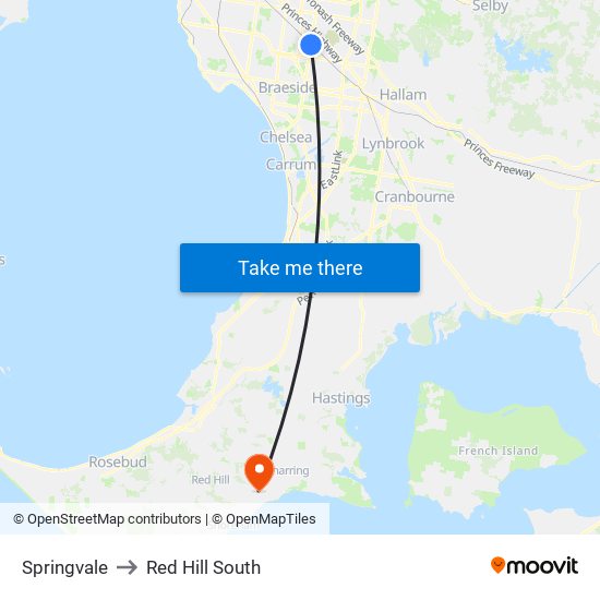 Springvale to Red Hill South map