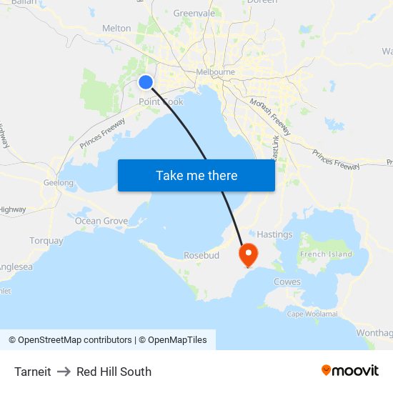 Tarneit to Red Hill South map