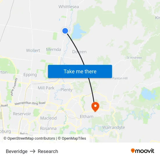 Beveridge to Research map