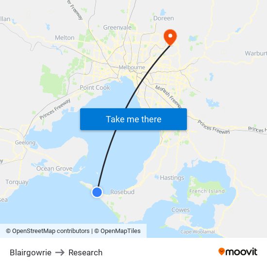 Blairgowrie to Research map