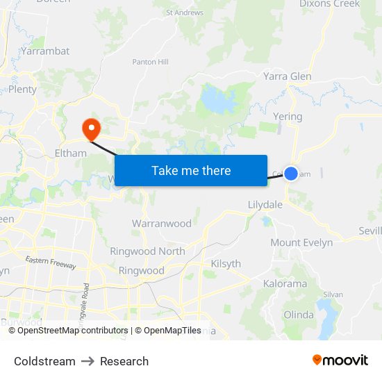 Coldstream to Research map