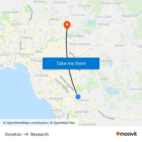 Doveton to Research map