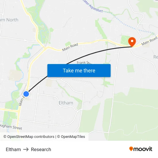 Eltham to Research map