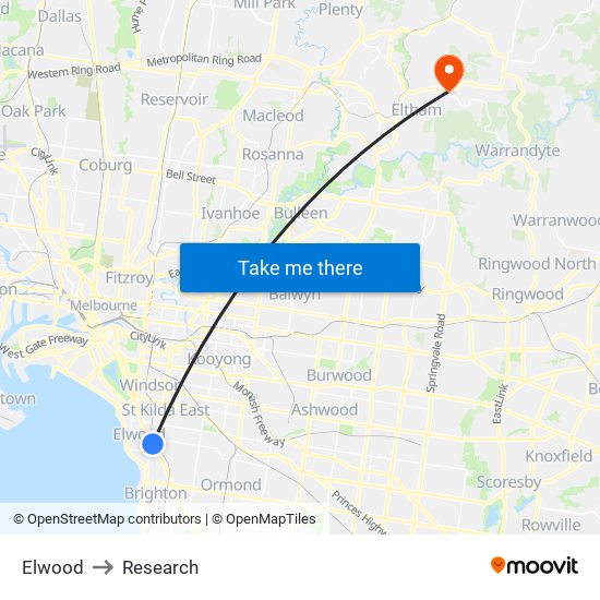 Elwood to Research map