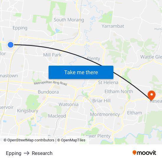 Epping to Research map