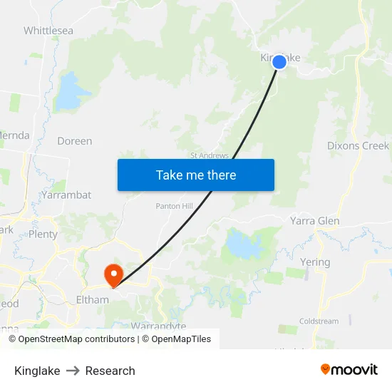 Kinglake to Research map