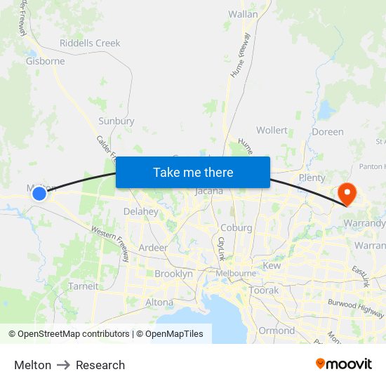 Melton to Research map