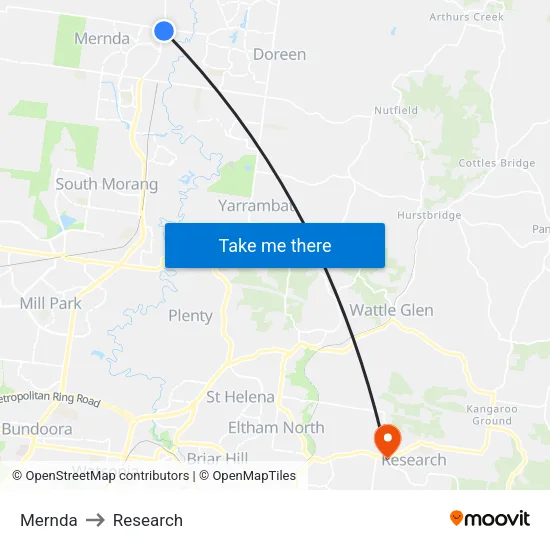 Mernda to Research map