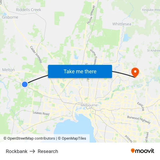 Rockbank to Research map