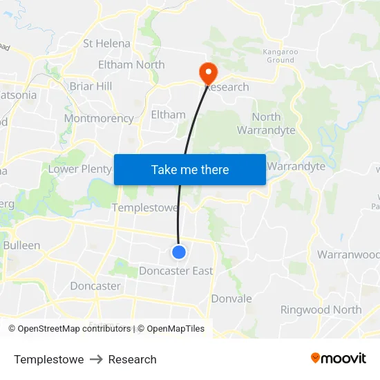 Templestowe to Research map