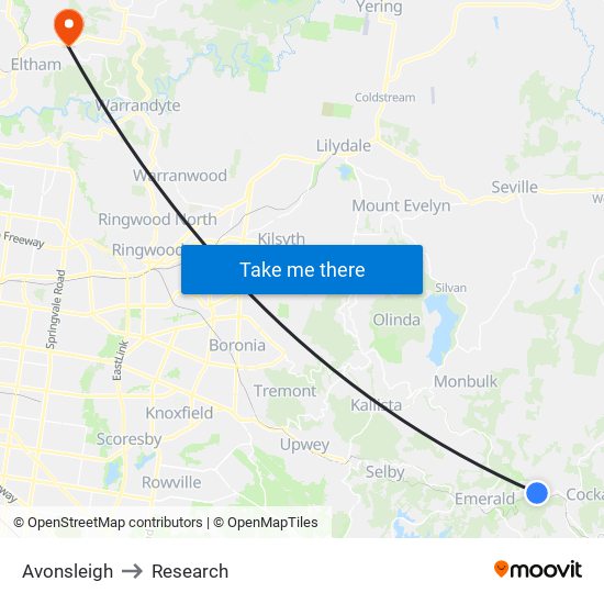 Avonsleigh to Research map