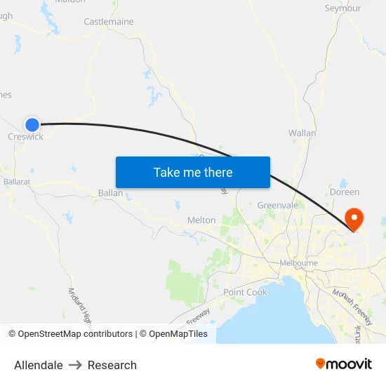 Allendale to Research map