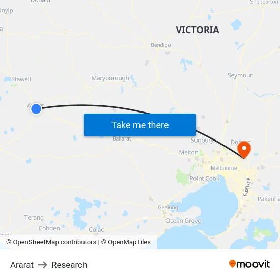 Ararat to Research map