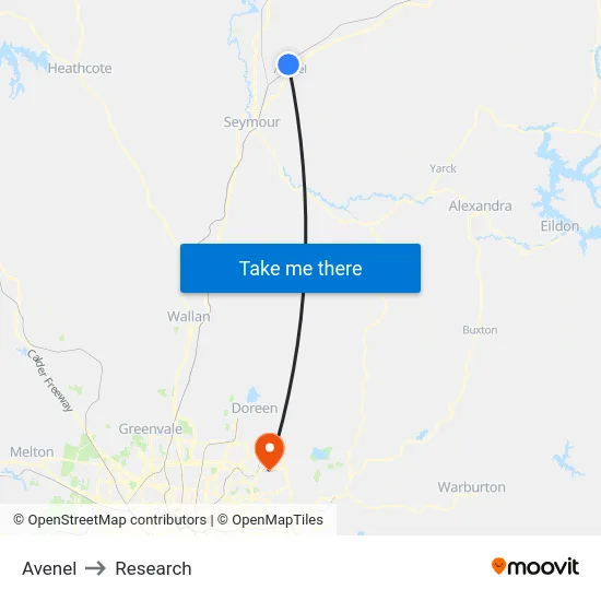 Avenel to Research map