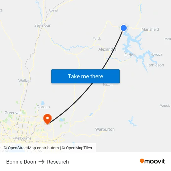 Bonnie Doon to Research map
