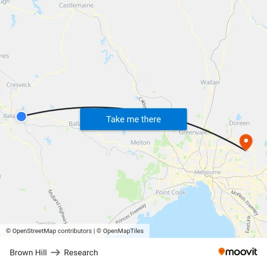 Brown Hill to Research map