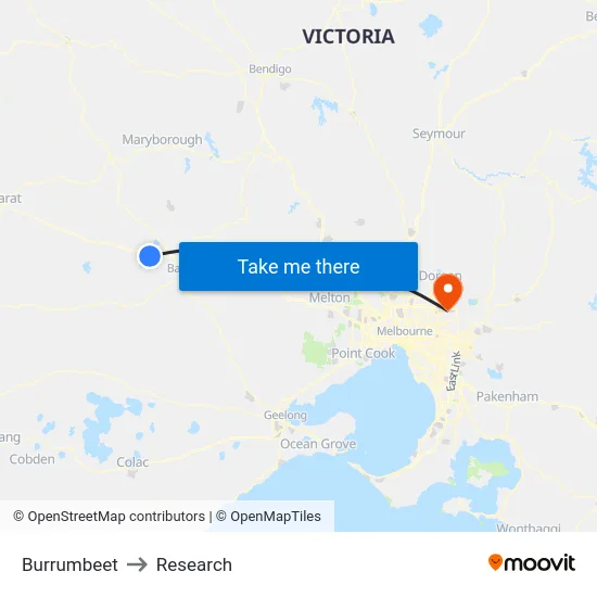 Burrumbeet to Research map