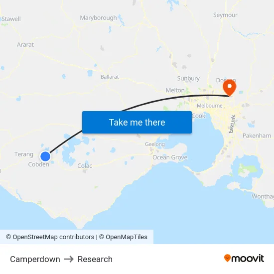 Camperdown to Research map