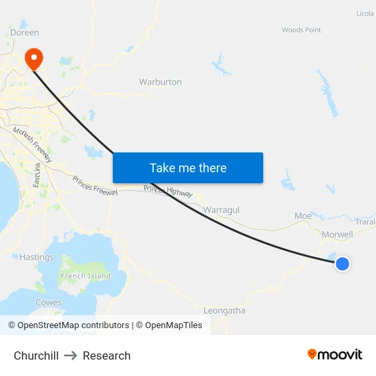 Churchill to Research map
