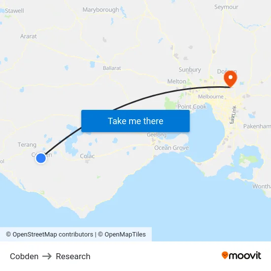 Cobden to Research map