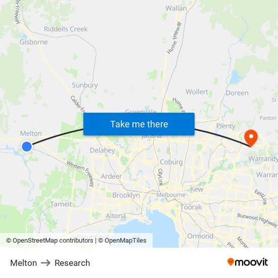 Melton to Research map