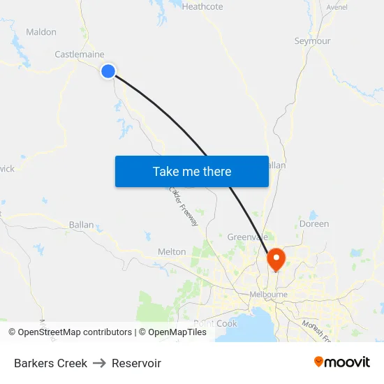 Barkers Creek to Reservoir map