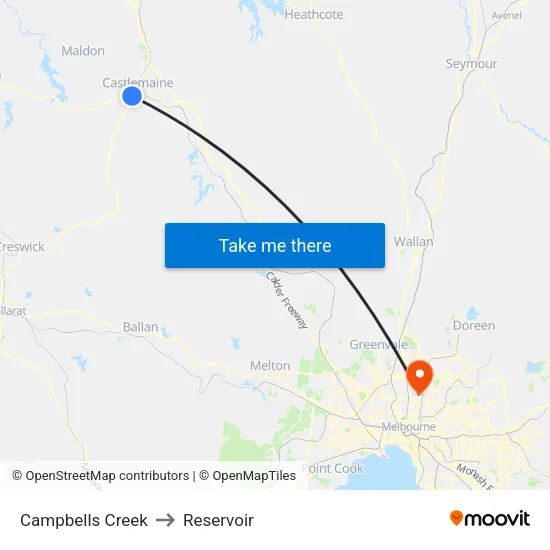 Campbells Creek to Reservoir map