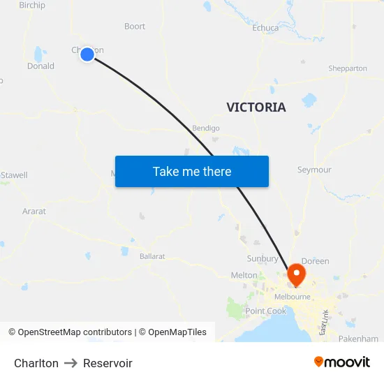 Charlton to Reservoir map