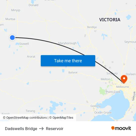 Dadswells Bridge to Reservoir map