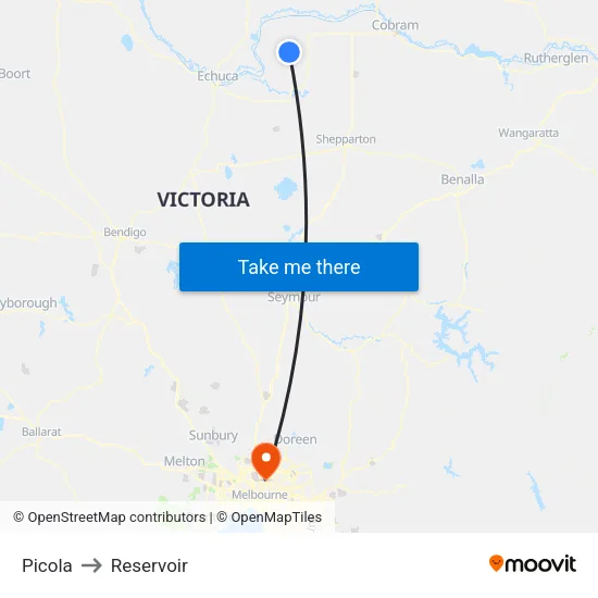 Picola to Reservoir map