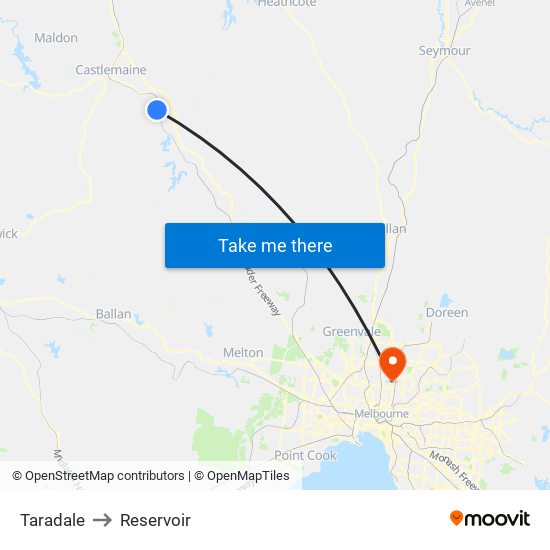 Taradale to Reservoir map