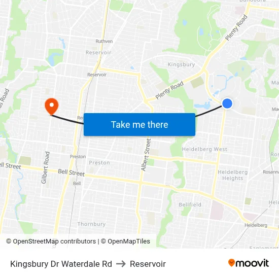 Kingsbury Dr Waterdale Rd to Reservoir map