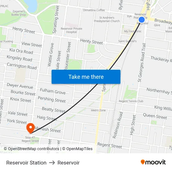 Reservoir Station to Reservoir map