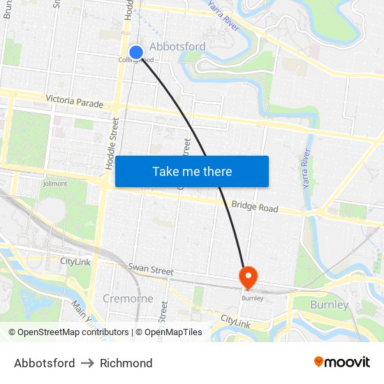 Abbotsford to Richmond map