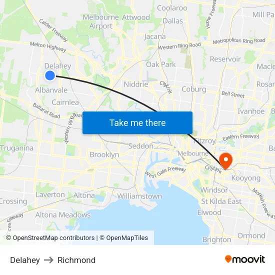 Delahey to Richmond map