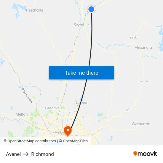 Avenel to Richmond map