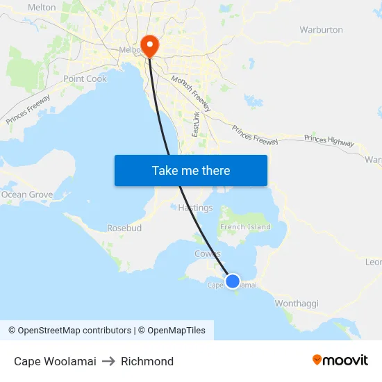 Cape Woolamai to Richmond map