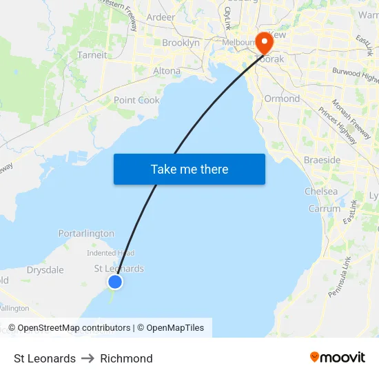 St Leonards to Richmond map