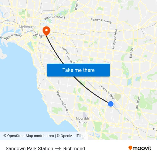 Sandown Park Station to Richmond map