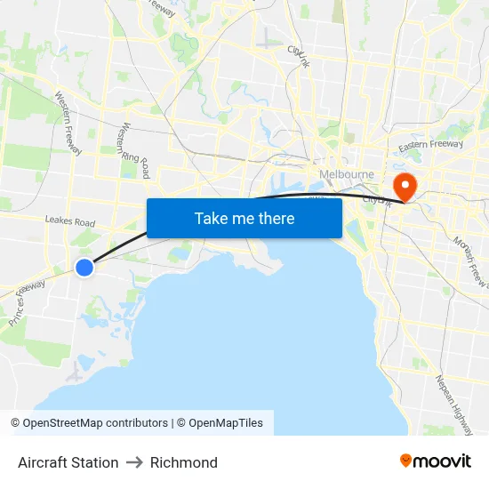 Aircraft Station to Richmond map