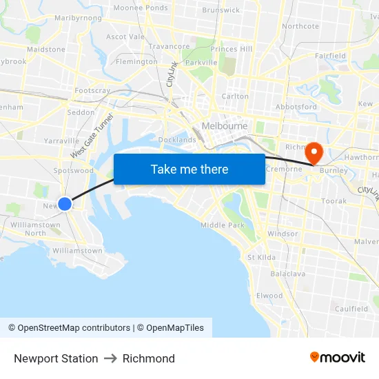 Newport Station to Richmond map
