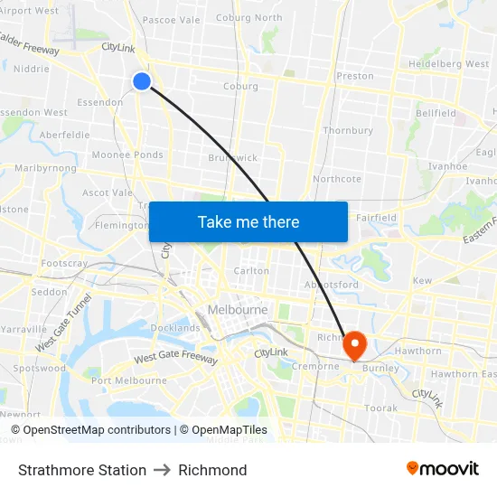Strathmore Station to Richmond map