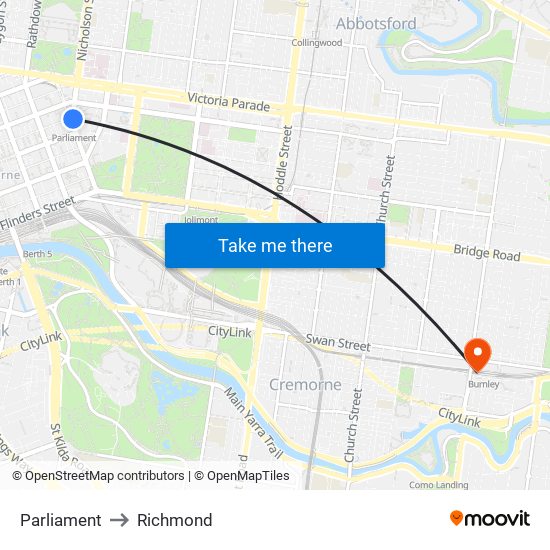 Parliament to Richmond map