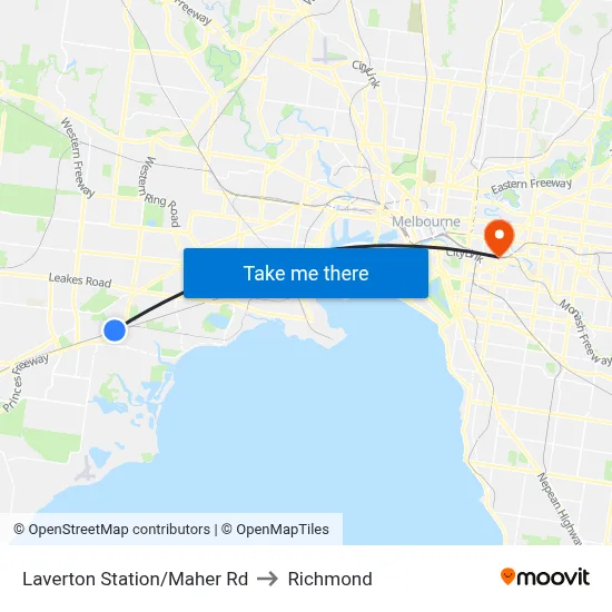 Laverton Station/Maher Rd to Richmond map