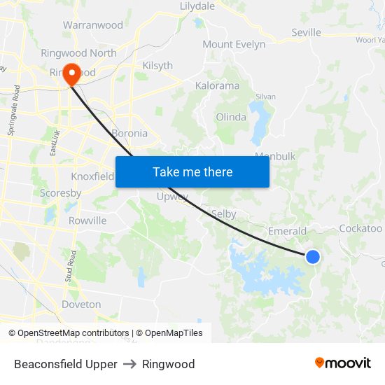 Beaconsfield Upper to Ringwood map