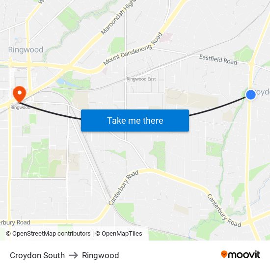 Croydon South to Ringwood map