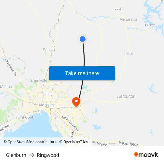 Glenburn to Ringwood map