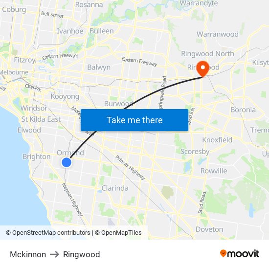 Mckinnon to Ringwood map