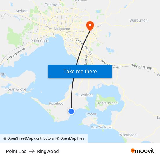 Point Leo to Ringwood map