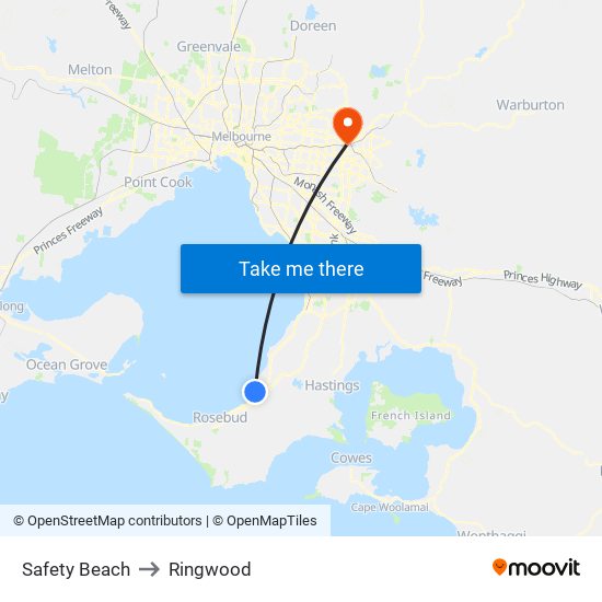 Safety Beach to Ringwood map